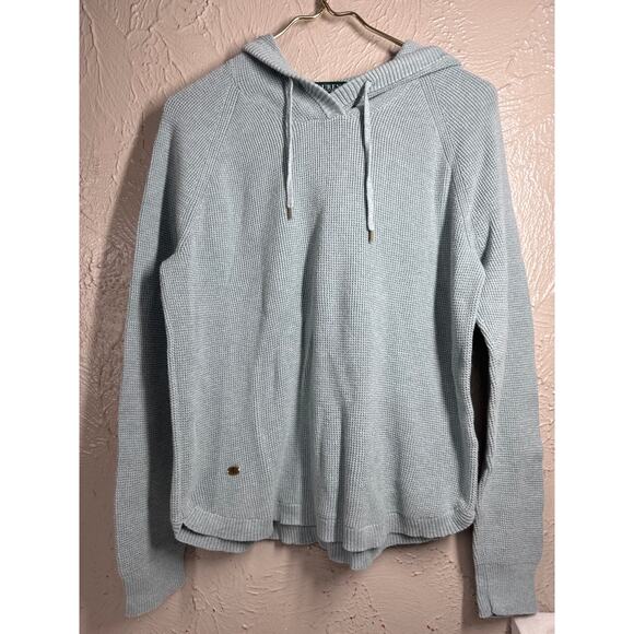 LRL Lauren Ralph Lauren Waffle Knit Cotton Hooded Pullover Sweater Top Size XL - Picture 2 of 7